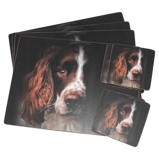 Set of 4 Placemats & 4 Coasters with Springer Spaniel