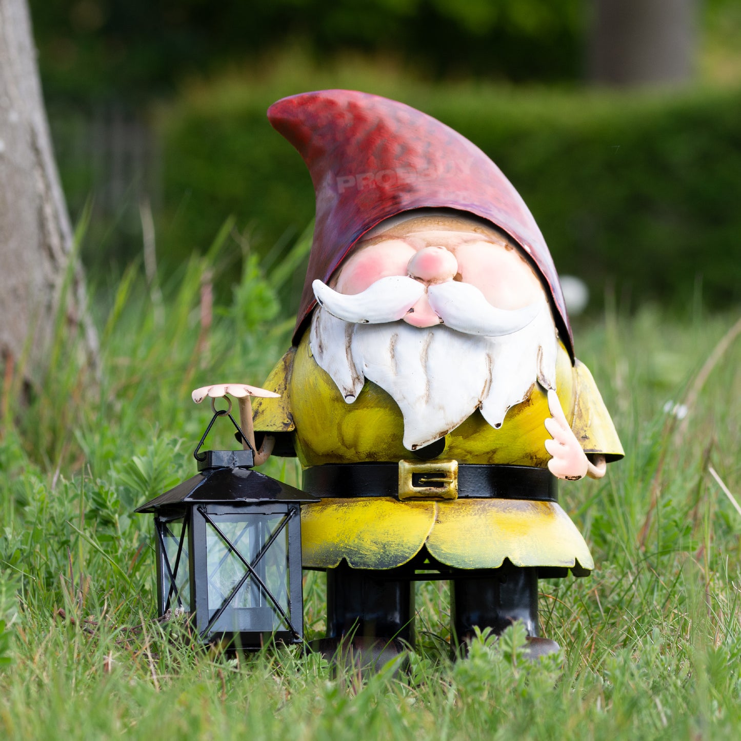 Metal Garden Gnome with Tea Light Lantern 29cm Decorative Ornament