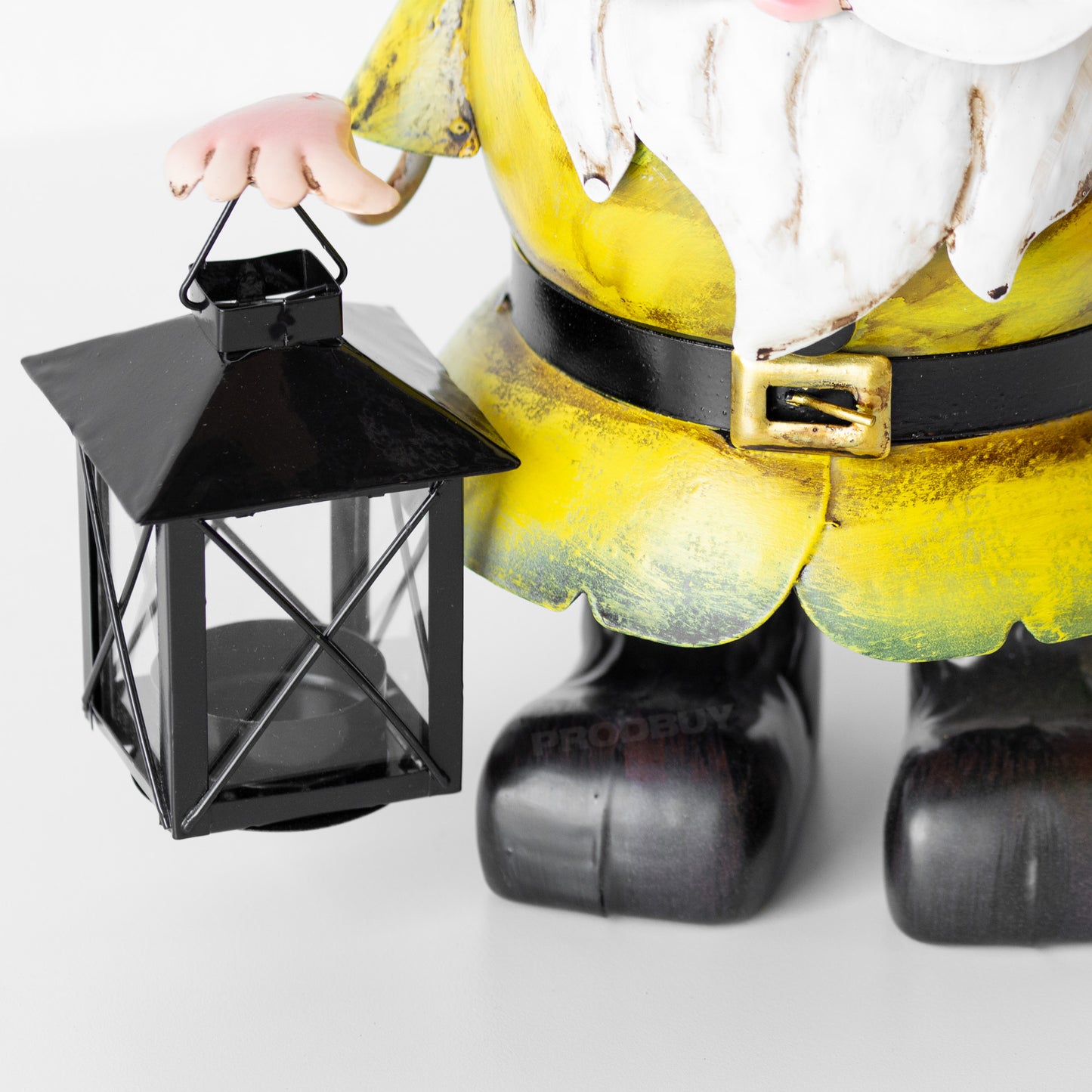 Metal Garden Gnome with Tea Light Lantern 29cm Decorative Ornament