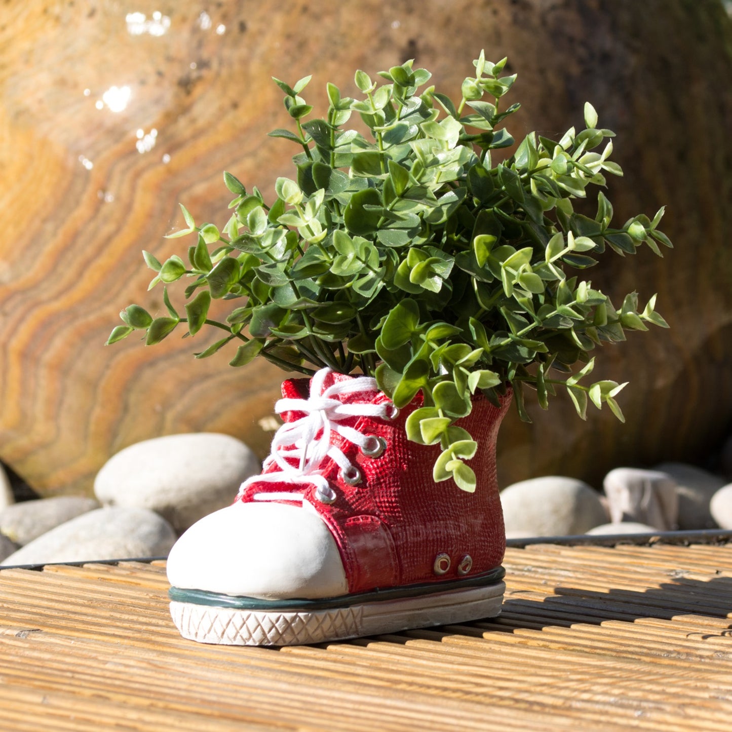 Small Shoe Red Resin Garden Planter