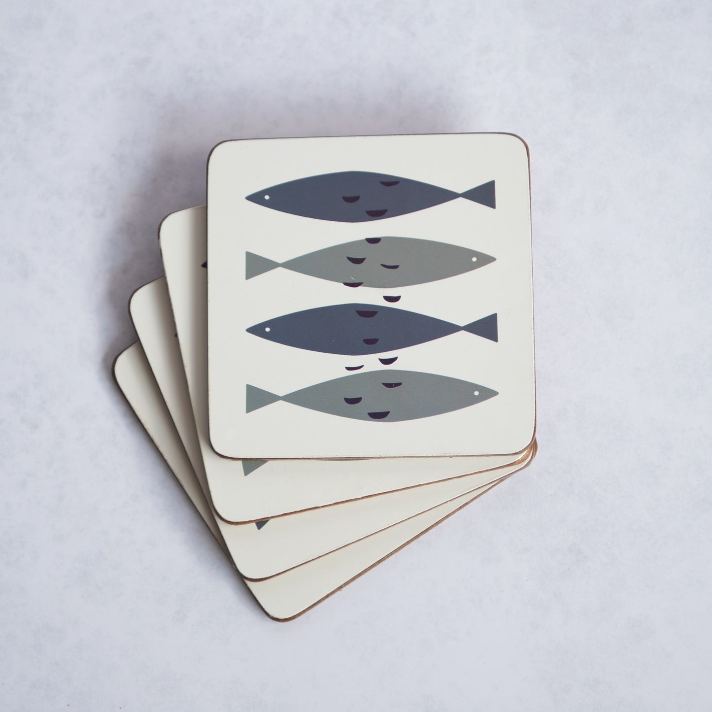 Set of 4 Place Mats and Coasters - Maritime Fish Pattern