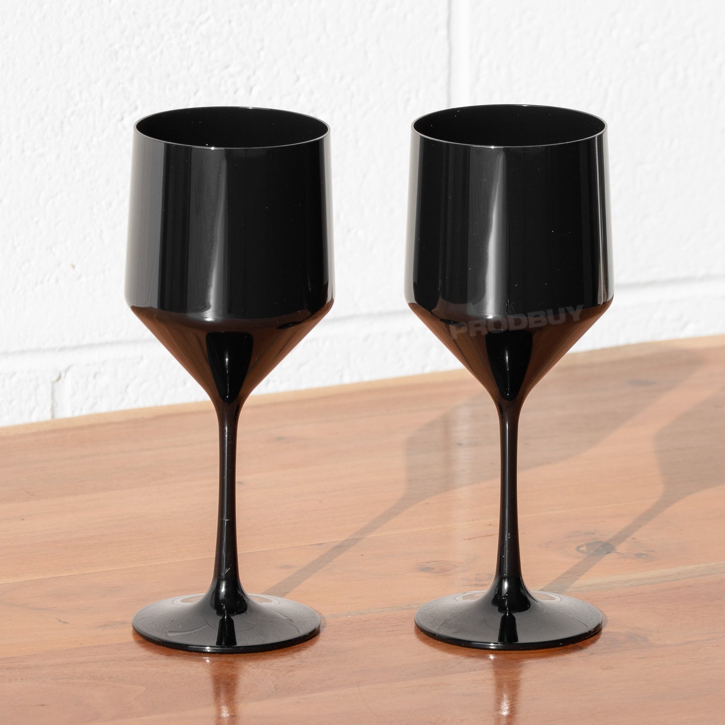 Set of 4 Black Polycarbonate Plastic 450ml Wine Glasses