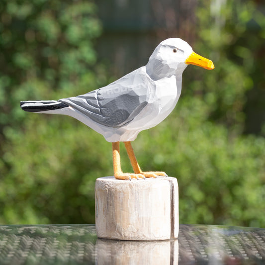 Hand Carved Wooden Herring Gull Ornament
