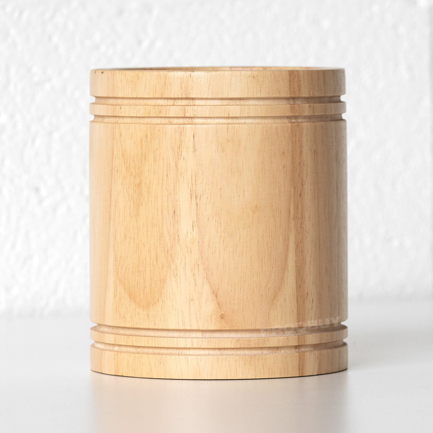 Round Wooden Kitchen Utensil Holder Pot