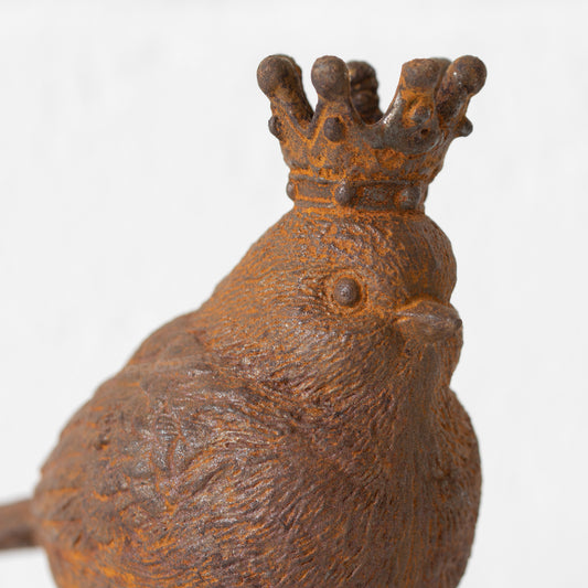 Rusty Bird with Pointy Crown Garden Statue