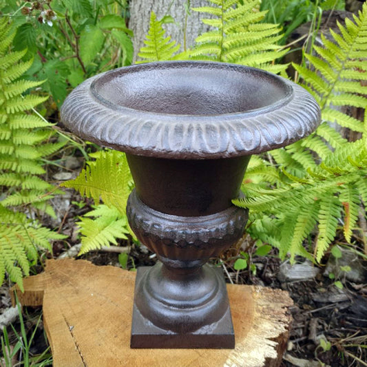 Heavy Urn Garden Planter 25cm Tall Cast Iron Plant Flower Pot