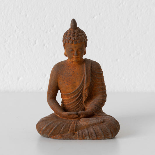 Small Sitting Buddha Rusty Cast Iron Ornament