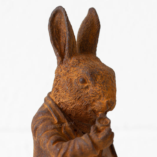 Rusty Cast Iron 'Mr Rabbit' Garden Ornament