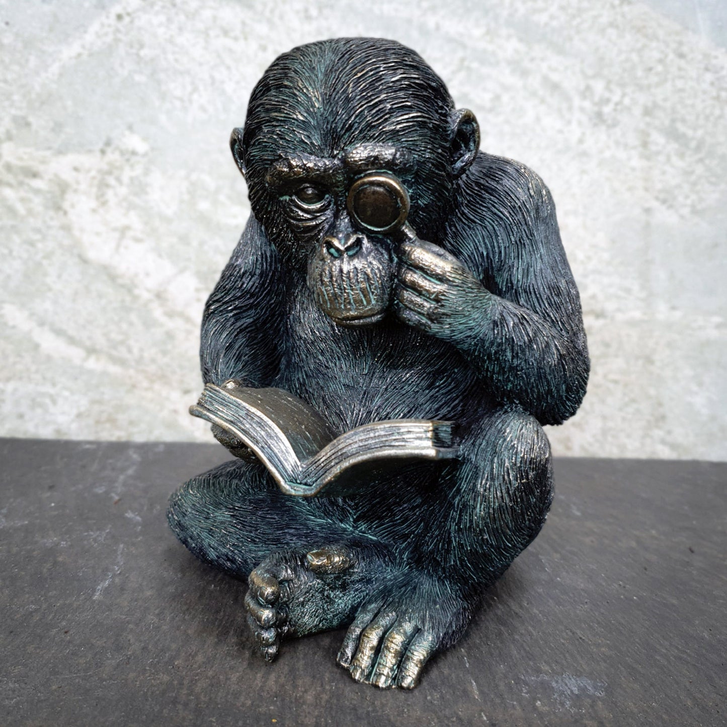 Studious Ape Sitting Monkey Bookend Heavy Shelf Sitter Ornament