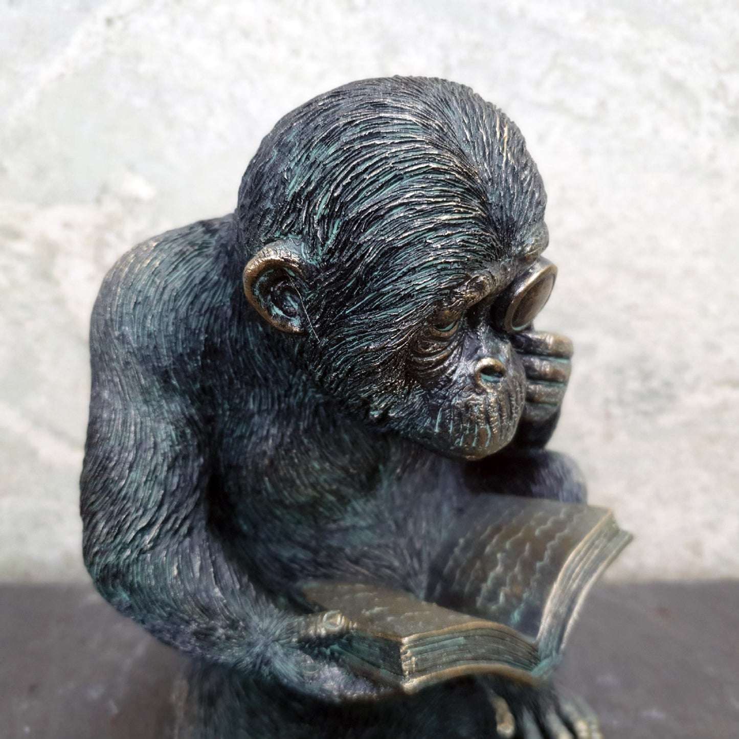 Studious Ape Sitting Monkey Bookend Heavy Shelf Sitter Ornament