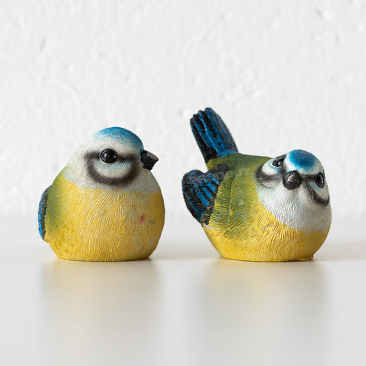 Set of 2 Small Blue Tit Bird Ornaments