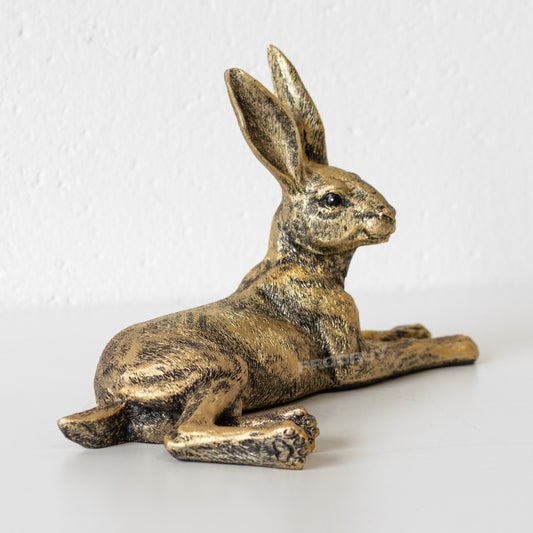 Laying Down Hare 24cm Resin Ornament