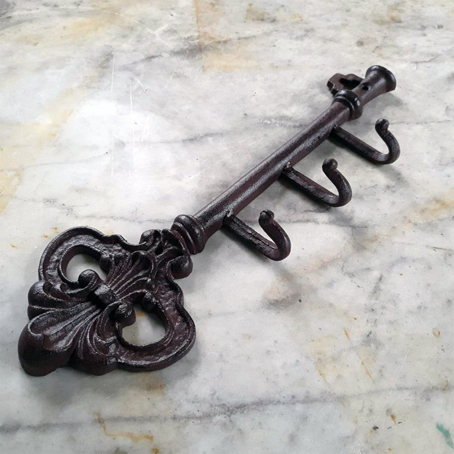 Key Shaped Cast Iron 3 Storage Hooks