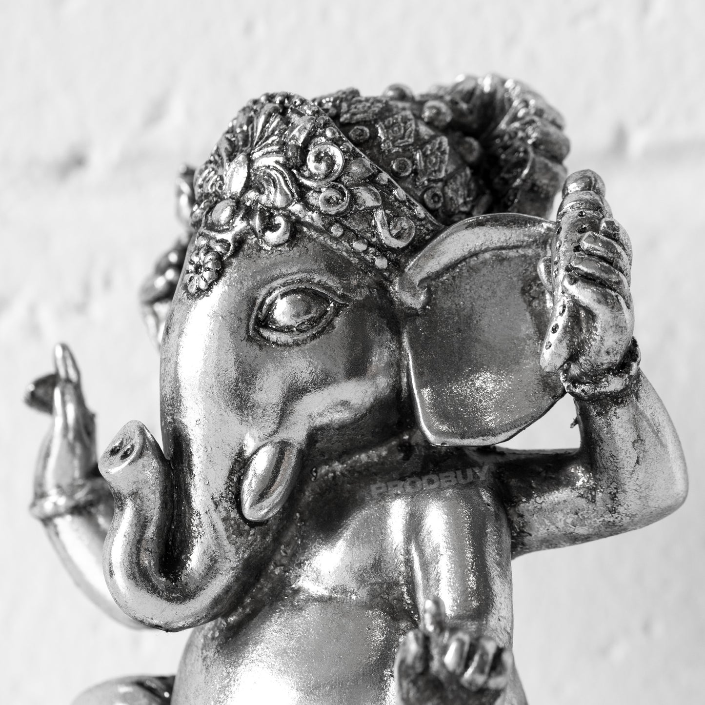 Silver Dancing Ganesh 19cm Resin Ornament