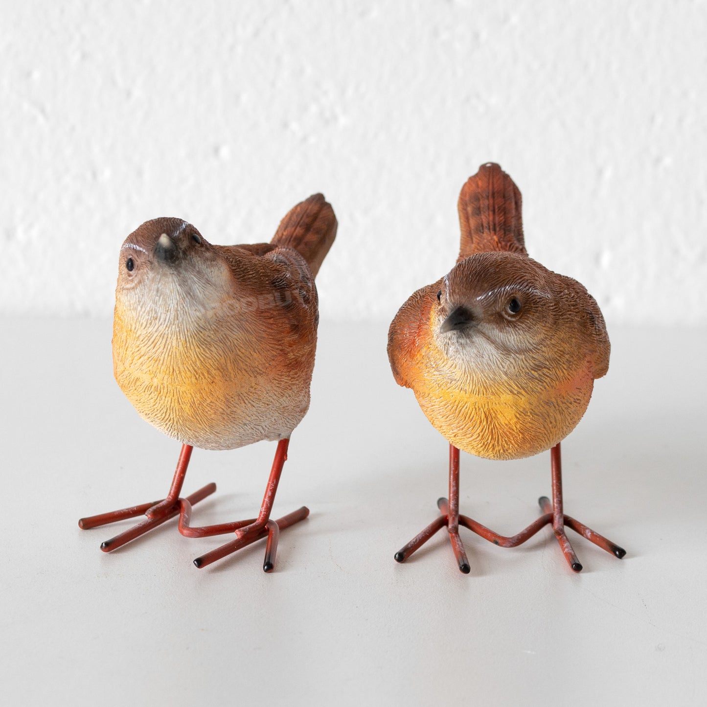 Set of 2 Small Wren Bird Ornaments