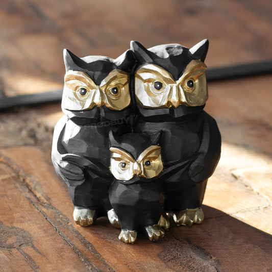 Small Owl Family Resin Ornament