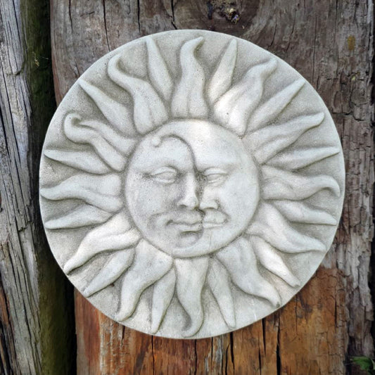 Sun & Moon Stone Plaque Garden Outdoor Wall Hanging Ornament