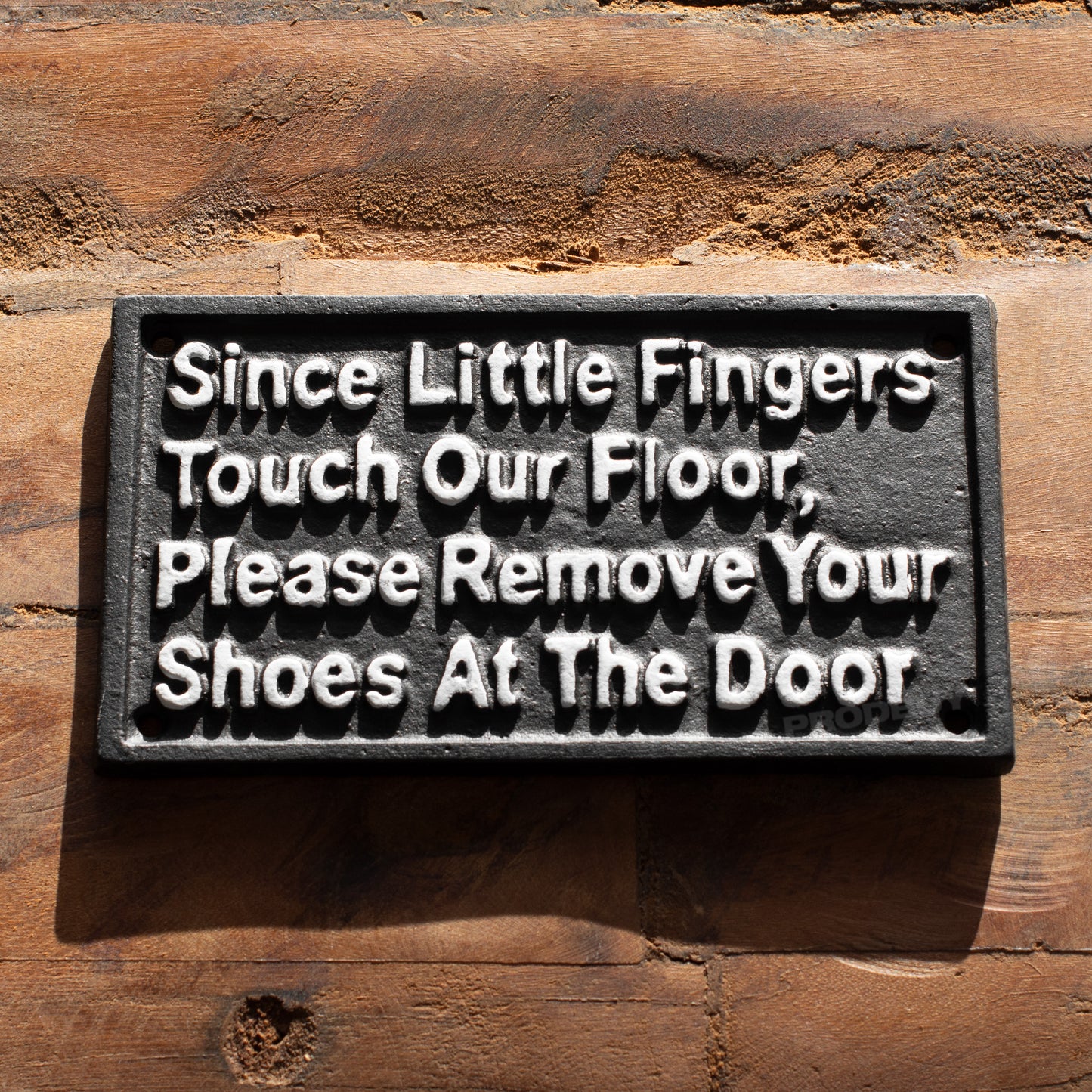 Cast Iron 'Please Remove Your Shoes' Garden Wall Sign