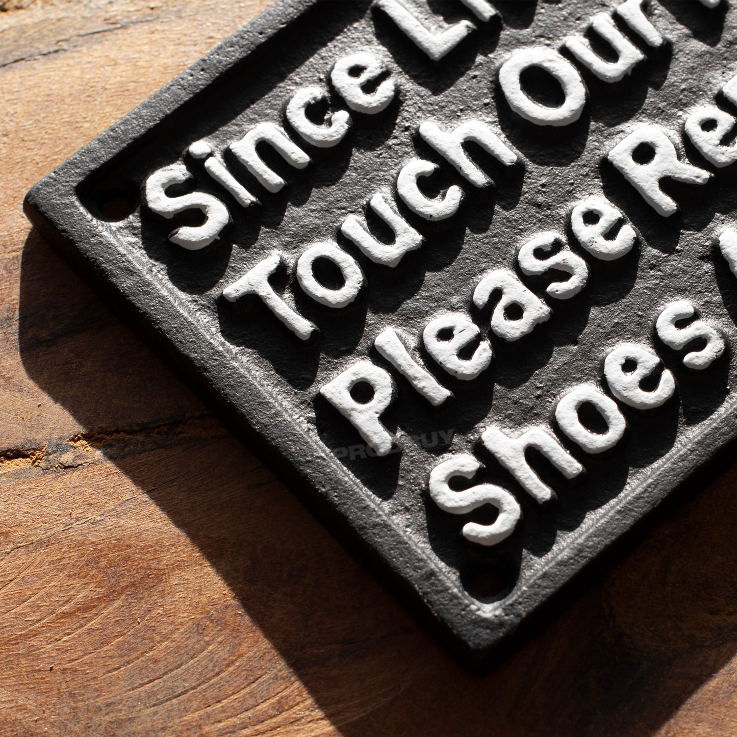 Cast Iron 'Please Remove Your Shoes' Garden Wall Sign