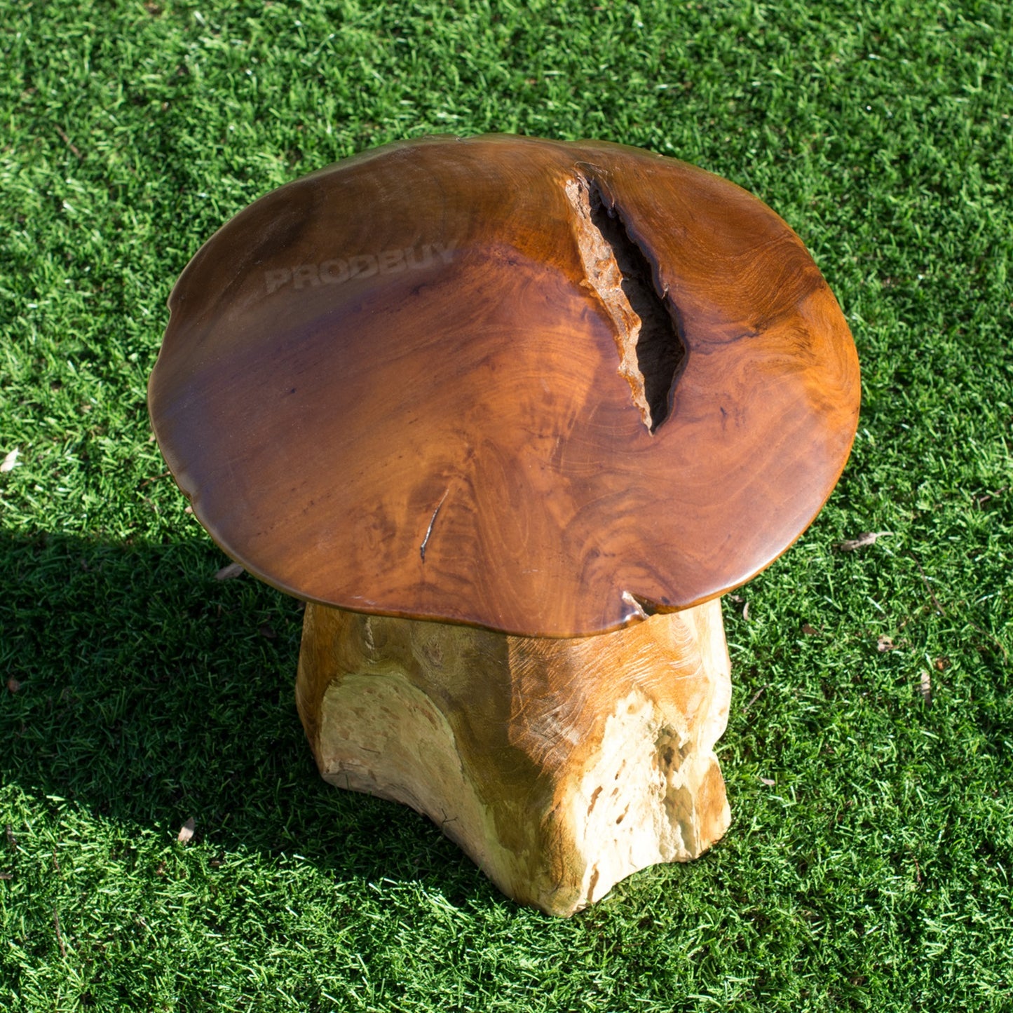 Large Teak Wooden Mushroom Toadstool Garden Ornament