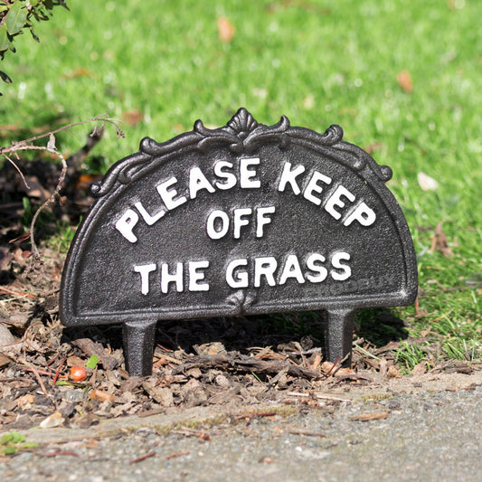 Cast Iron 'Keep Off Grass' Garden Sign