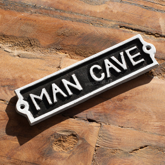 Cast Iron 'Man Cave' Garden Wall Sign