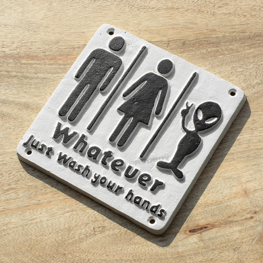 Cast Iron 'Whatever Just Wash Your Hands' Wall Sign