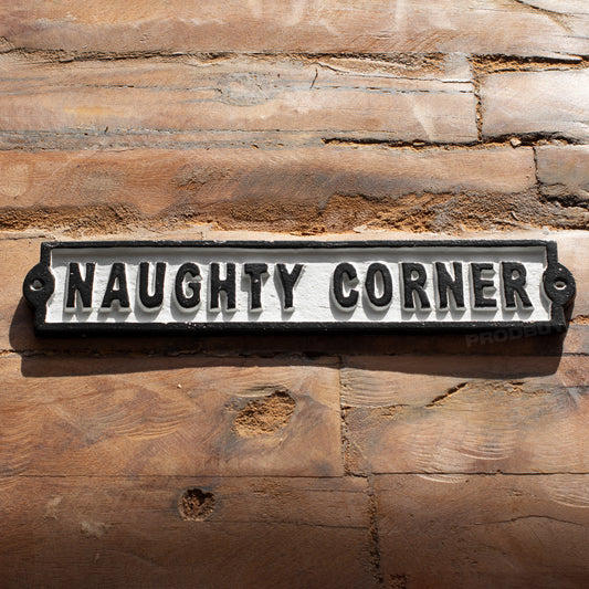 Cast Iron 'Naughty Corner' Garden Wall Sign