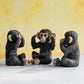 Set of 3 Black Resin Wise Monkey Ornaments