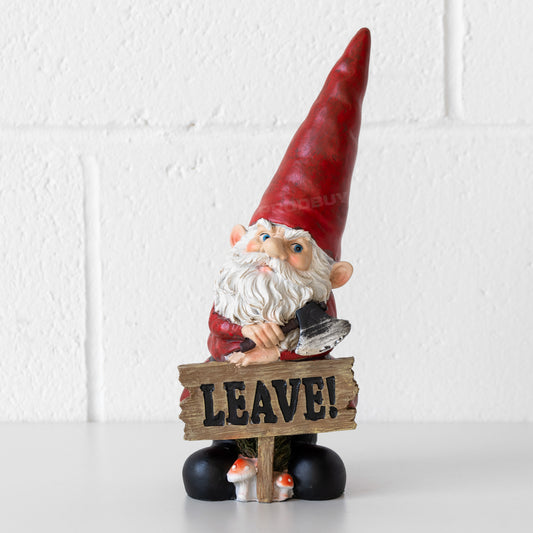 Small 'Leave!' Garden Gnome Ornament