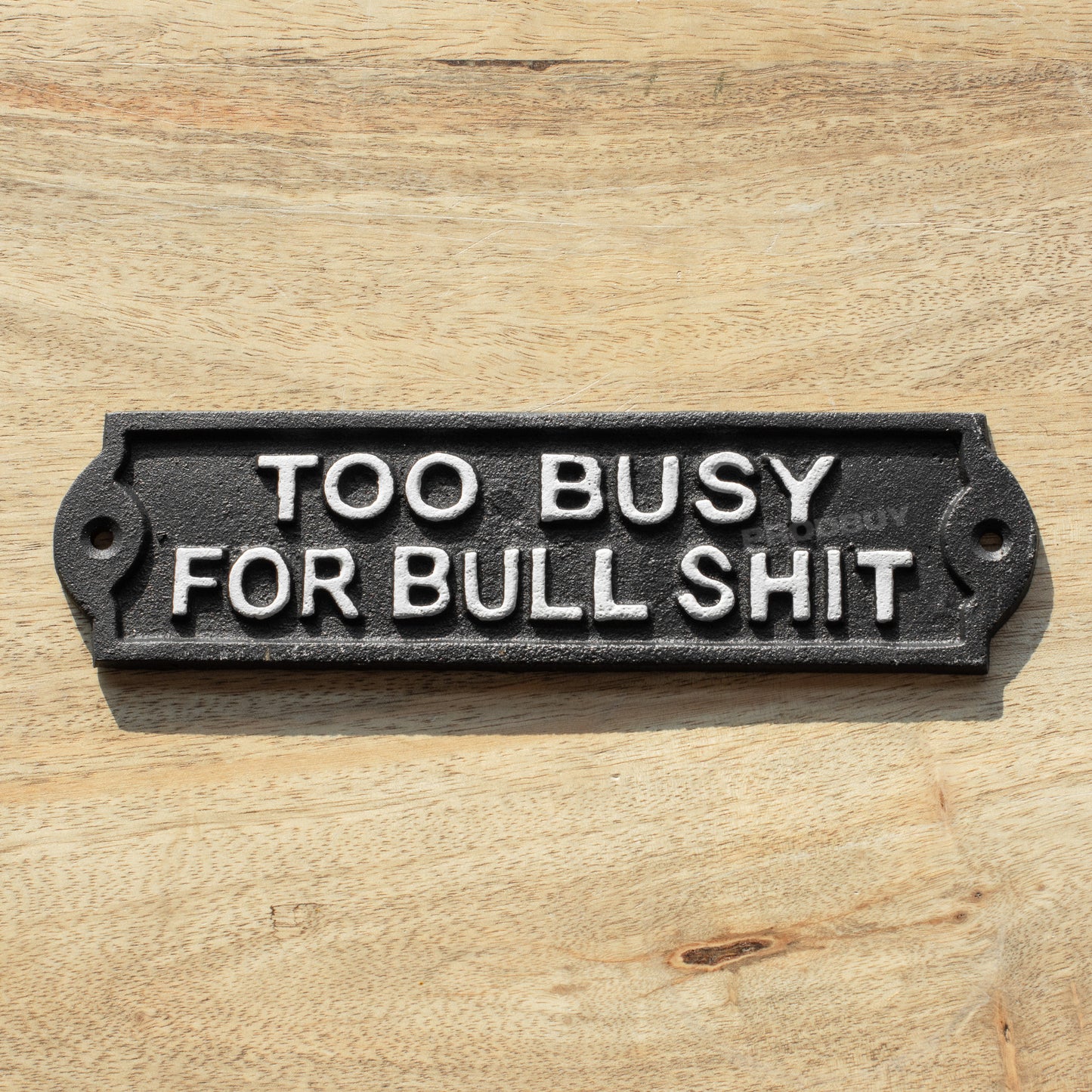 Cast Iron 'Too Busy For Bullshit' Garden Wall Sign