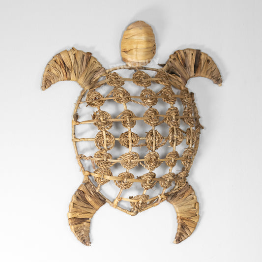 Sea Turtle Rattan & Seagrass Wall Sculpture Art Coastal Decor