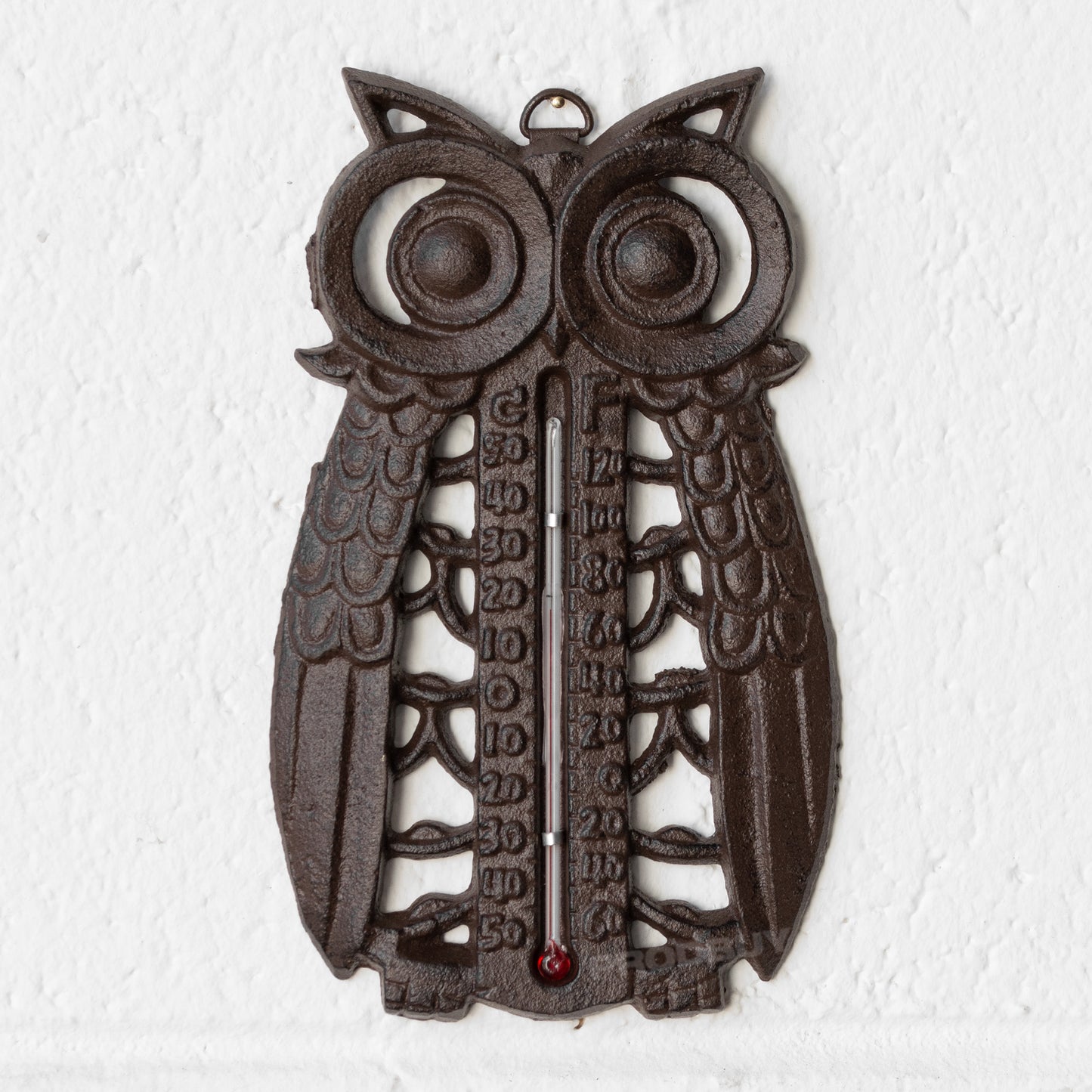 Cast Iron Wall Mounted Owl Outdoor Garden Thermometer
