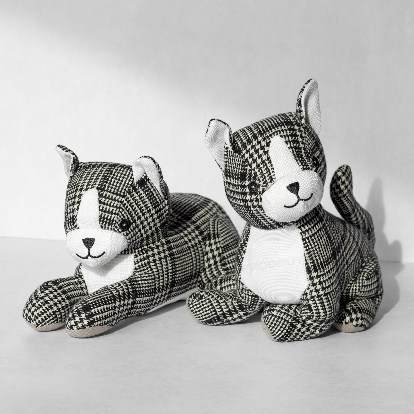 Black & White Gingham Cat Fabric Door Stop 1.5kg Heavy Stopper