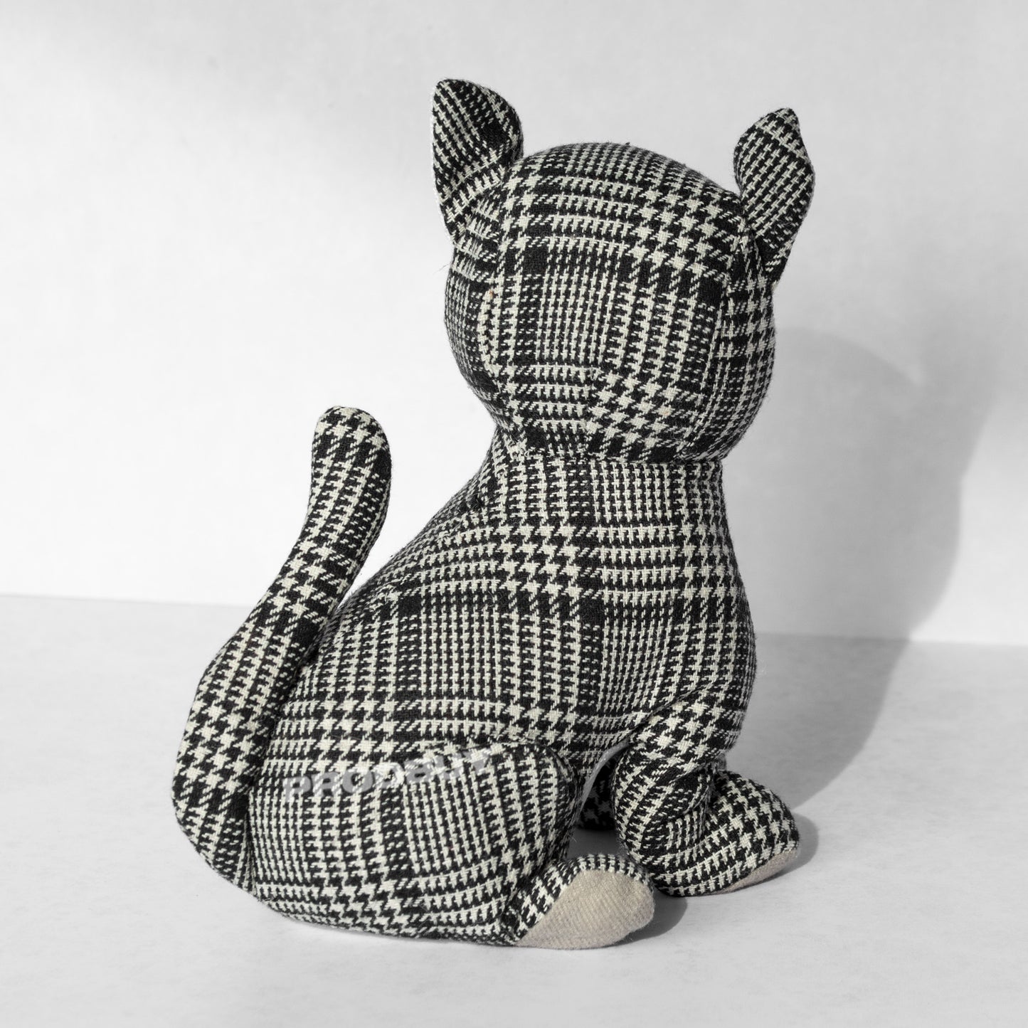 Black & White Gingham Cat Fabric Door Stop 1.5kg Heavy Stopper