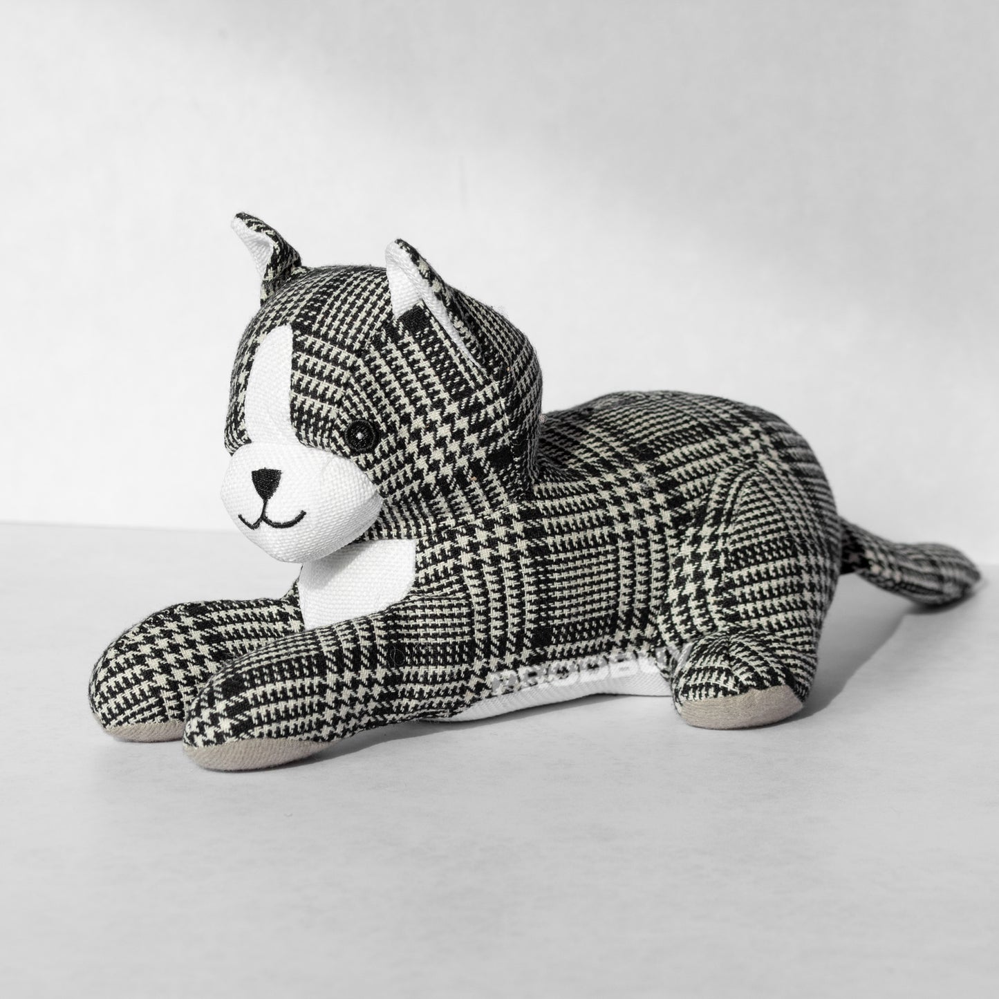 Black & White Gingham Cat Fabric Door Stop 1.5kg Heavy Stopper