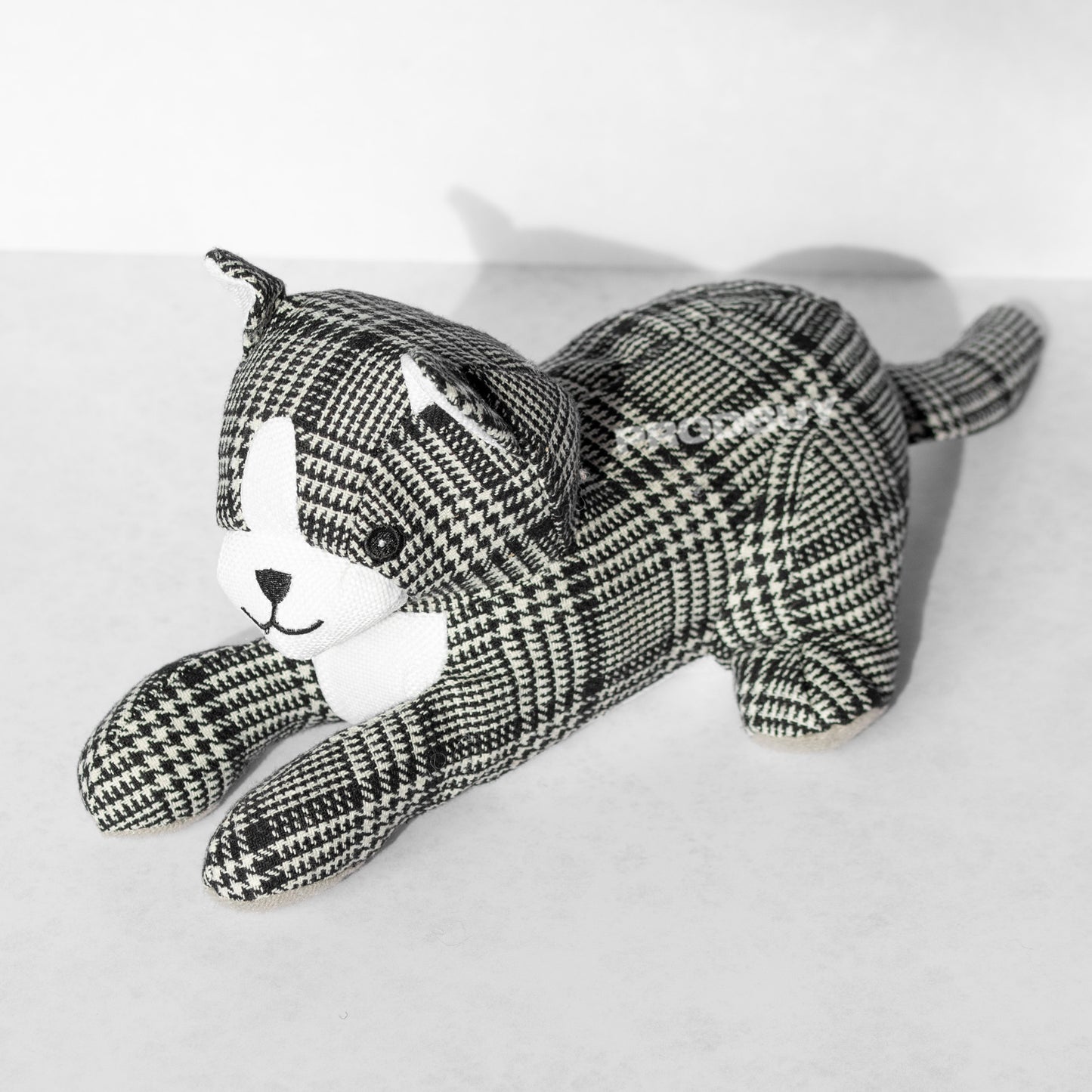 Black & White Gingham Cat Fabric Door Stop 1.5kg Heavy Stopper