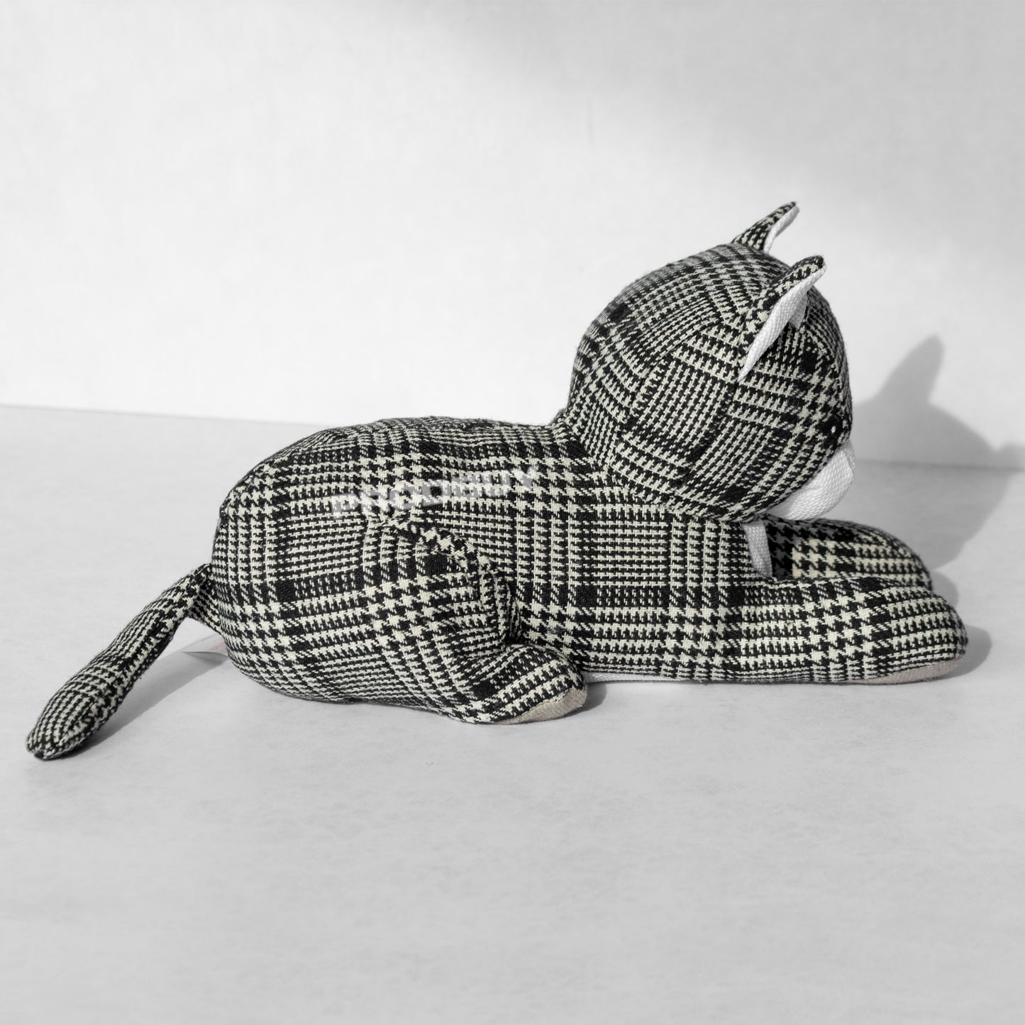 Black & White Gingham Cat Fabric Door Stop 1.5kg Heavy Stopper