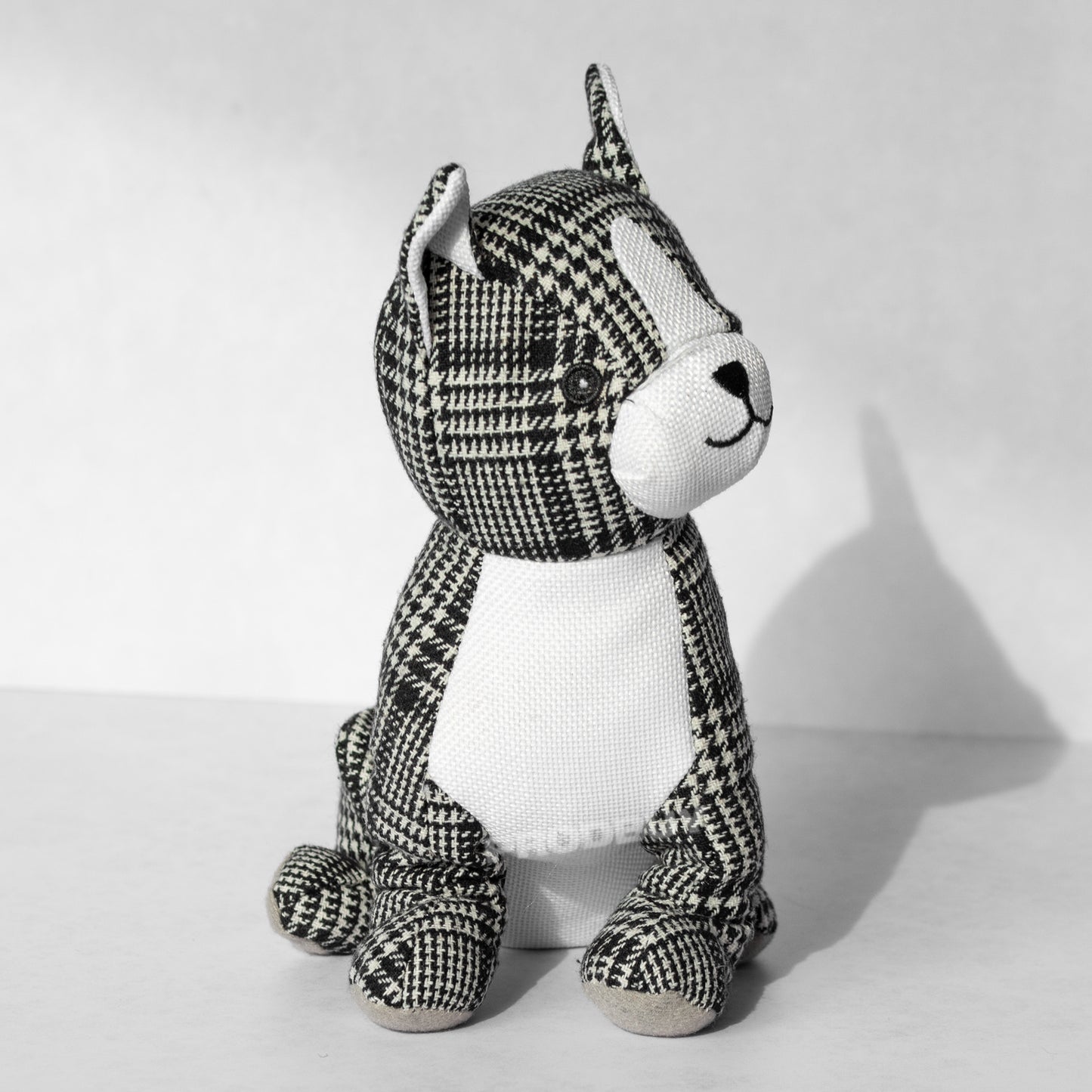 Black & White Gingham Cat Fabric Door Stop 1.5kg Heavy Stopper