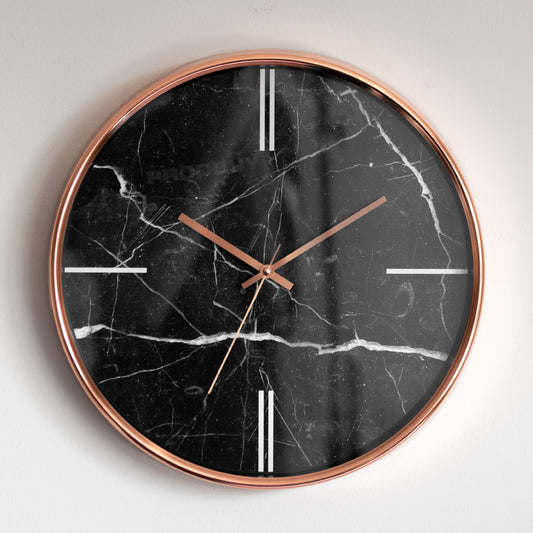 37cm Large Round Marble Face Copper Plastic Surround Wall Clock