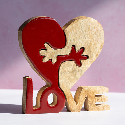 "Love" Wooden Puzzle Block Decorative Ornament Sculpture