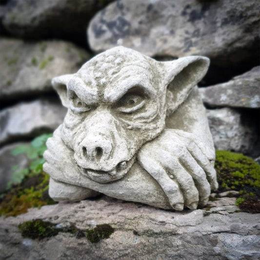 Wall Hanging Angry Gremlin Statue 13cm Concrete Stone Devil