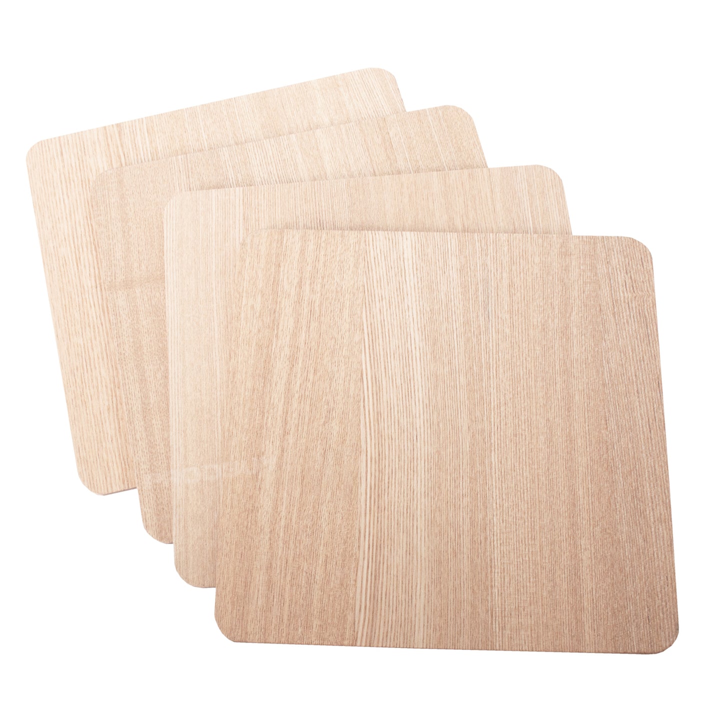 Set of 4 Light Brown Wooden Placemats & Coasters