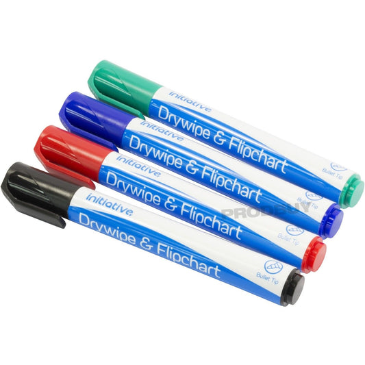 Pack of 10 Drywipe Colour Whiteboard Marker Pens