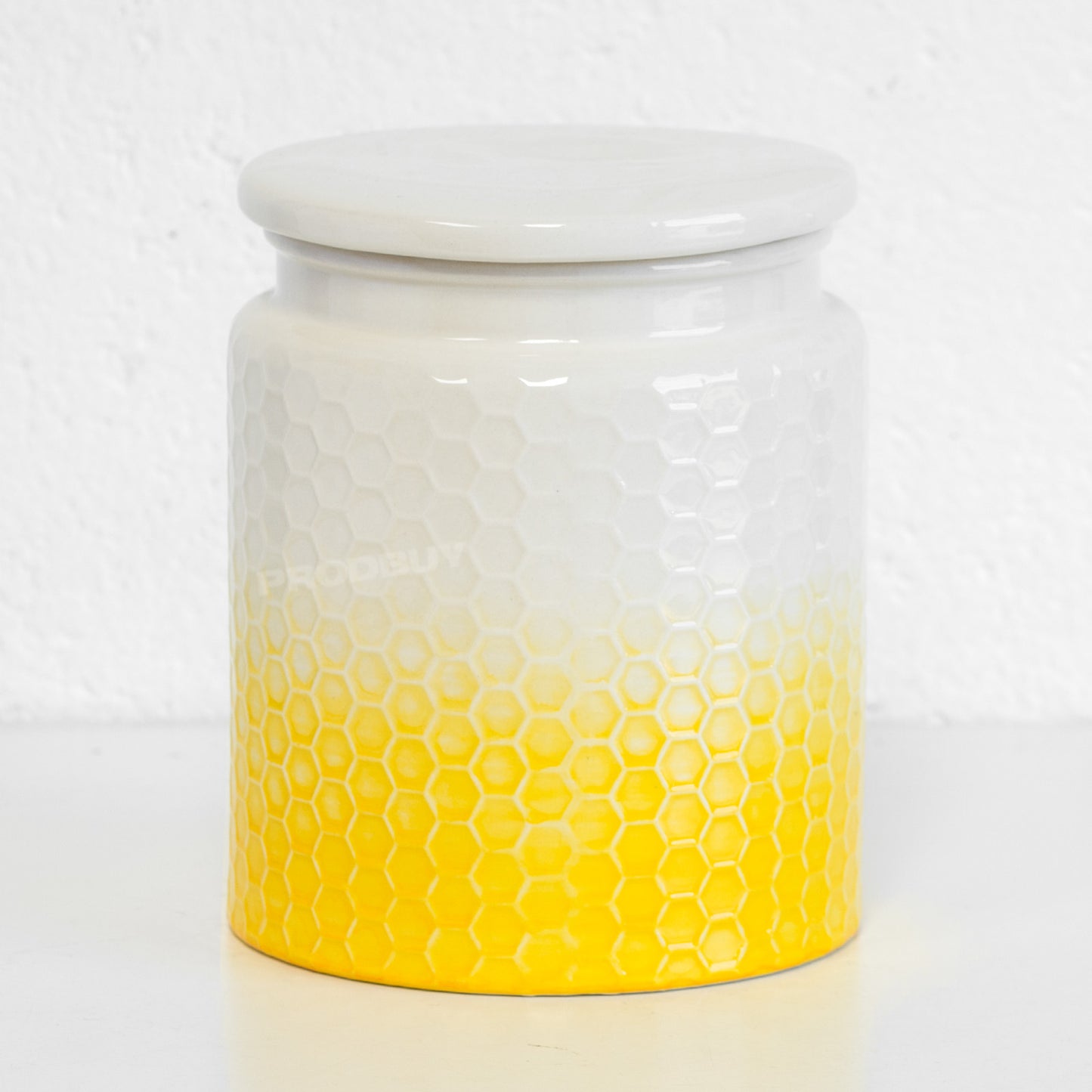 Yellow Honeycomb Kitchen Biscuit Barrel Jar