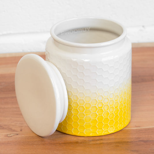 Yellow Honeycomb Kitchen Biscuit Barrel Jar