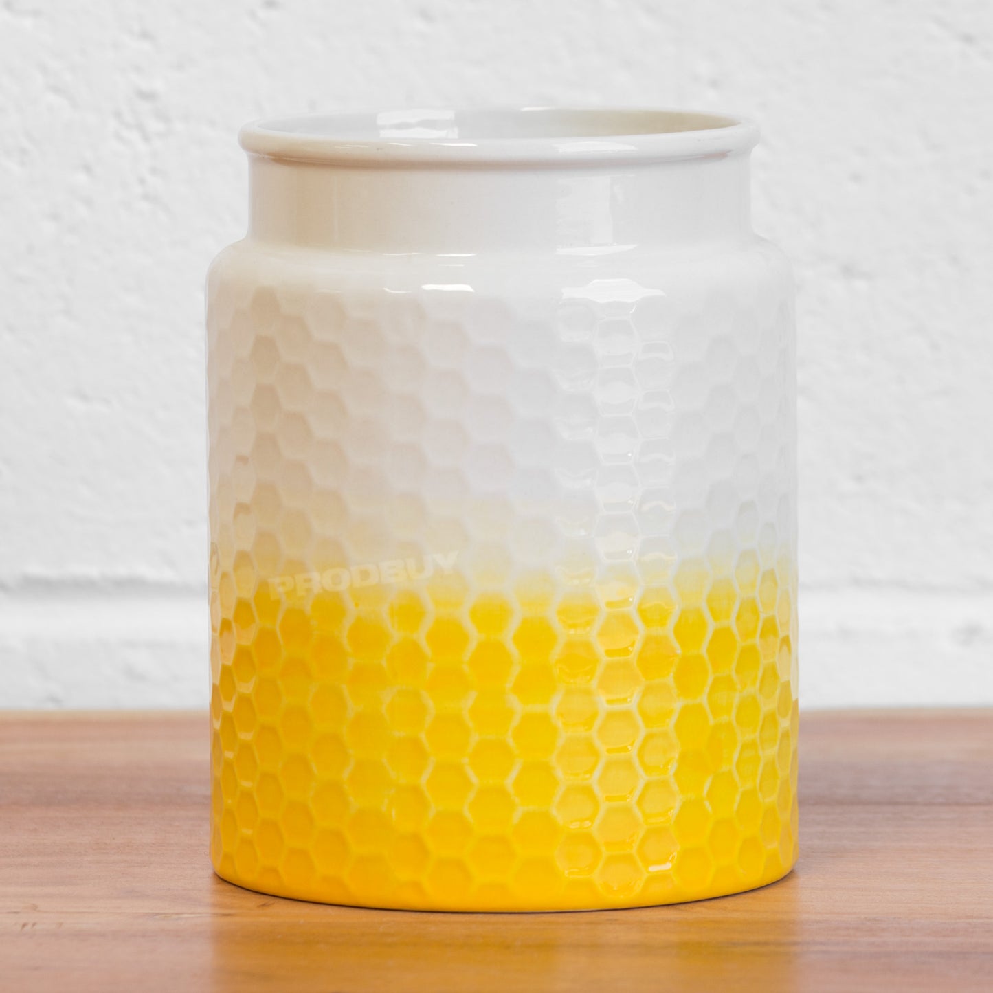 Yellow Honeycomb Kitchen Utensil Storage Pot