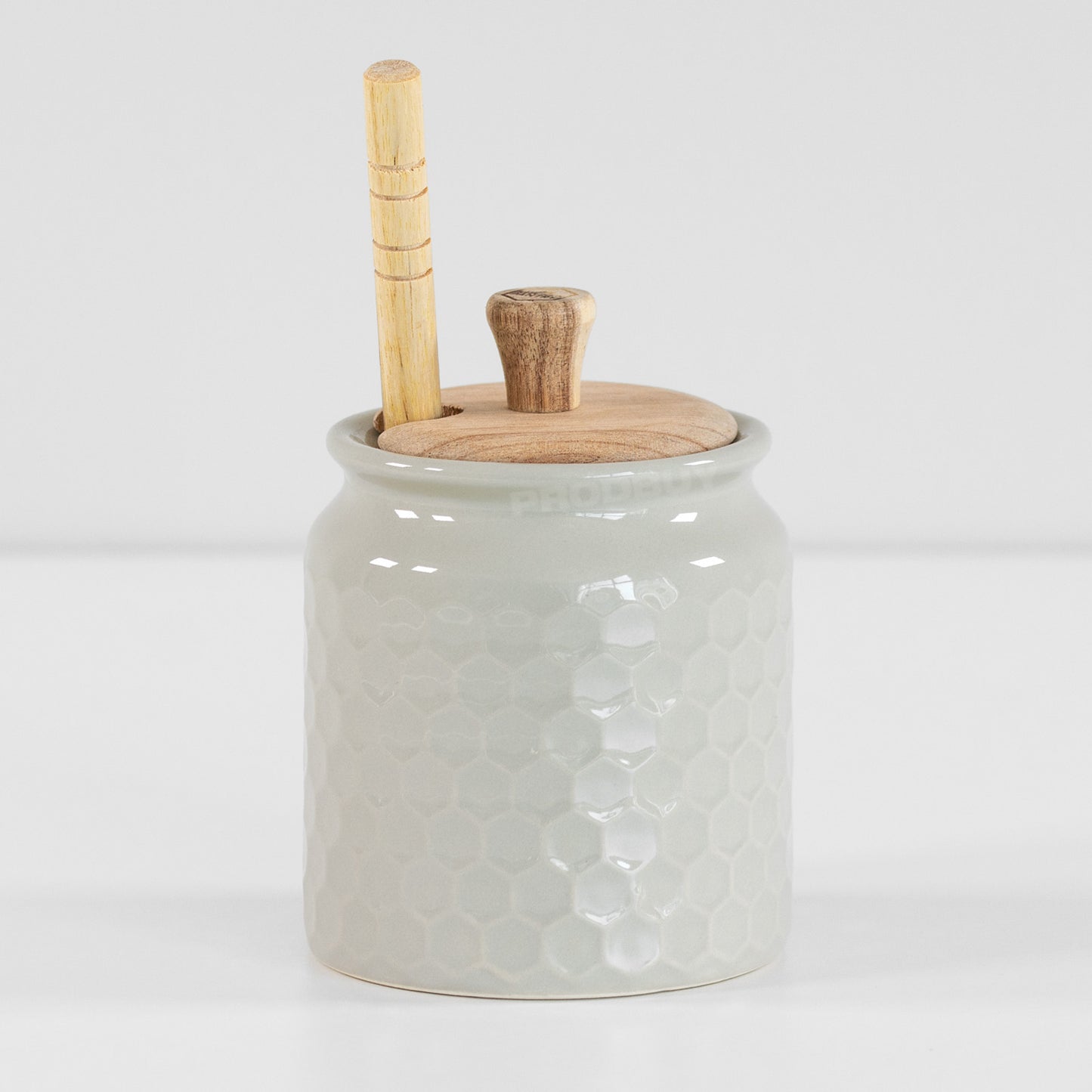 Honeycomb Honey Pot with Wooden Lid and Dipper