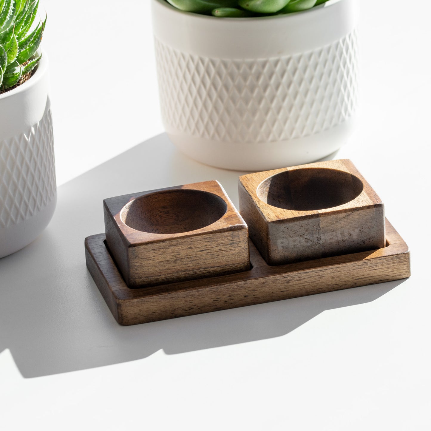 Acacia Wood Salt & Pepper Pinch Pots