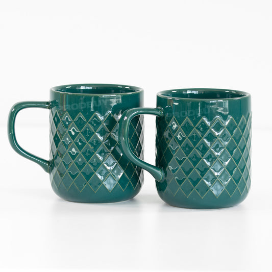 Set of 2 Large Captivate Embossed Coffee Mugs